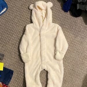 Cozy Cream Bear Hooded Kids One Piece